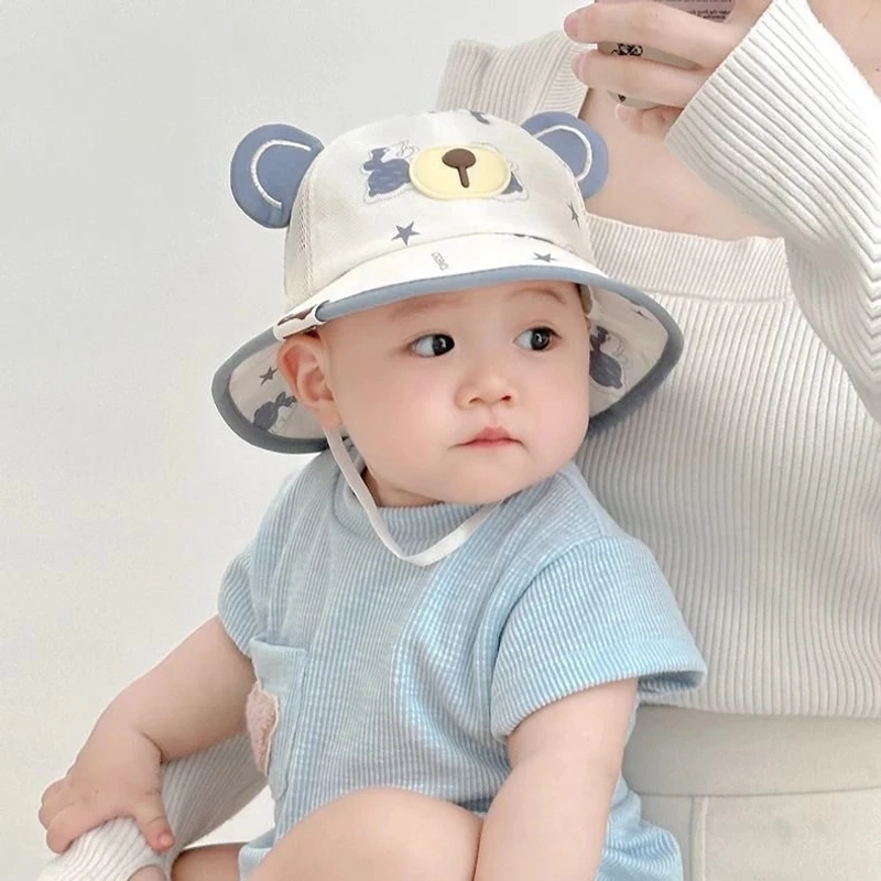 宝宝帽子夏季薄款小男孩婴儿遮阳帽1-3岁男童儿童防晒渔夫帽透气