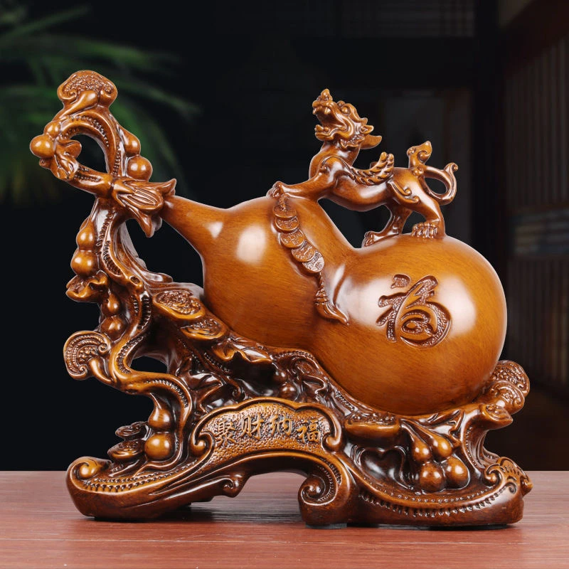 聚财纳福倒葫芦摆件 玄关酒柜家居装饰