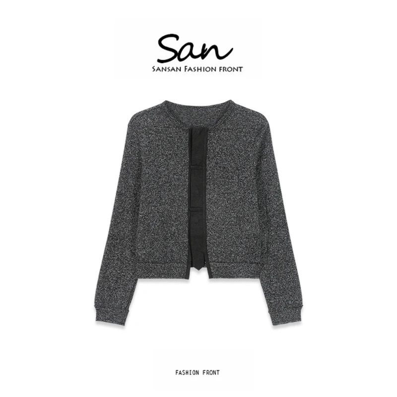 【SANSAN】气质极简百搭撞色设计款长袖开衫DY-4907