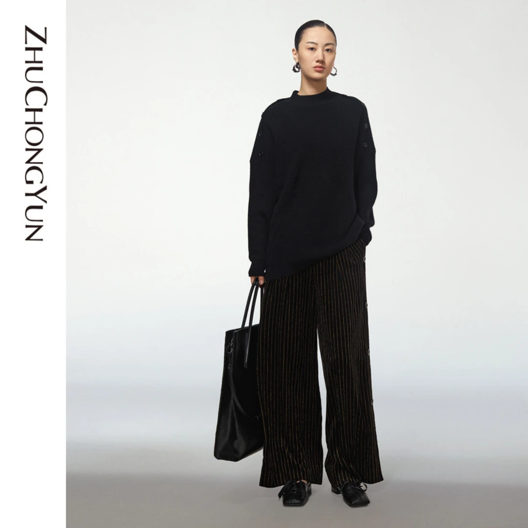 【平子精选】ZHUCHONGYUN【羊毛山羊绒混纺】通勤时尚简约百搭纯色宽