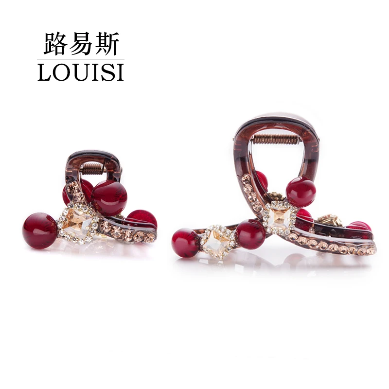 路易斯MY1101【红豆】气质百搭韩版优雅发夹后脑勺盘发鲨鱼夹