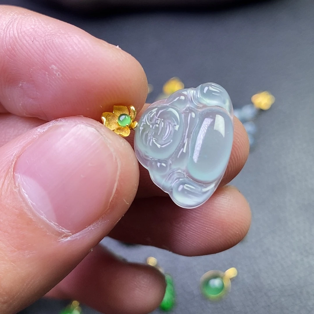 吊坠(不含链)18K金镶嵌翡翠