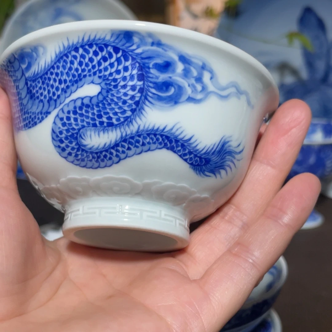景德镇青花龙纹压手杯杯杯杯