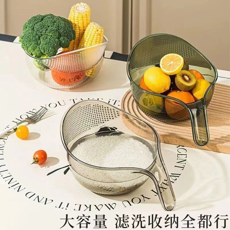 淘米神器洗米筛淘洗水果简约厨房用品沥水篮多功能家用带手柄
