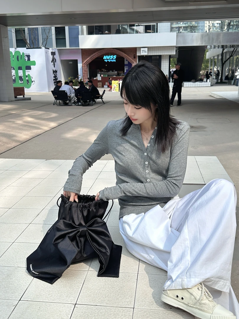 『VIDIN LIM』尹醉虾 天丝冰感亨利领纯色百搭长袖T恤T2035