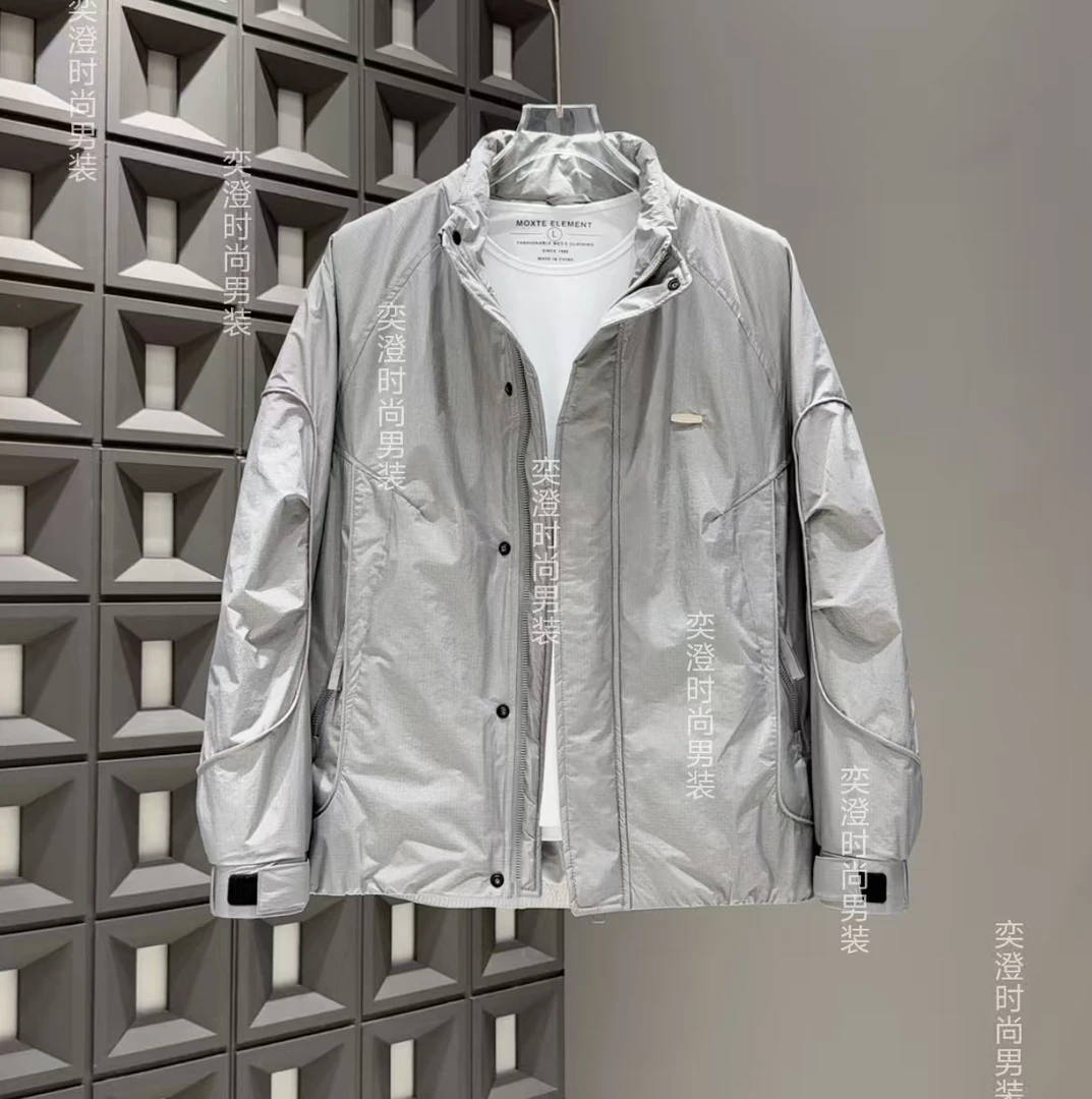 秋冬新款男士轻奢简约时尚潮流休闲立领防风保暖棉服夹克6123