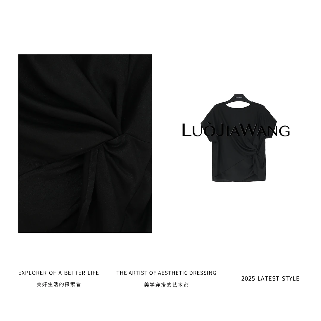 100%桑蚕丝奢雅高阶质感百搭舒适百搭短袖T恤LUOJIAWANG