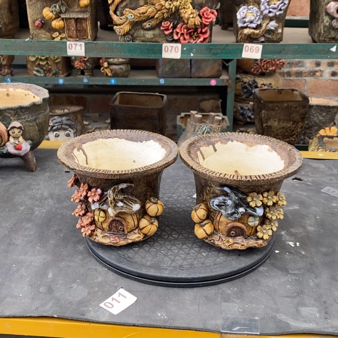 红陶青藤花器多肉花盆