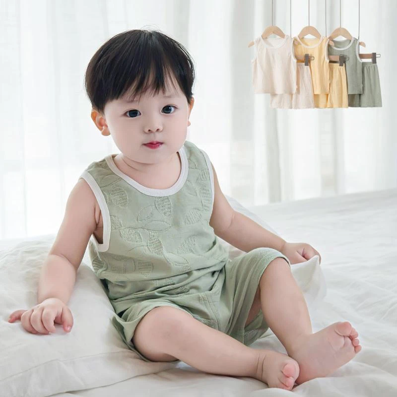 夏季儿童纯棉套装宝宝清凉薄款背心二件套新生儿开档短裤家居服棉