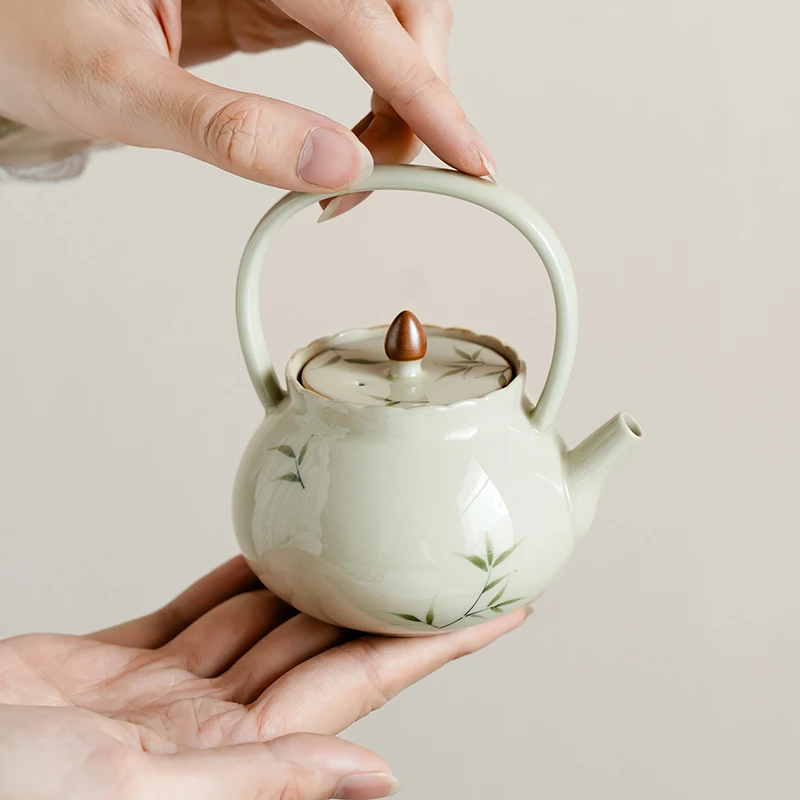 赞朴纯手绘筱竹新款提梁壶高档陶瓷家用功夫茶具陶瓷茶水壶泡茶器