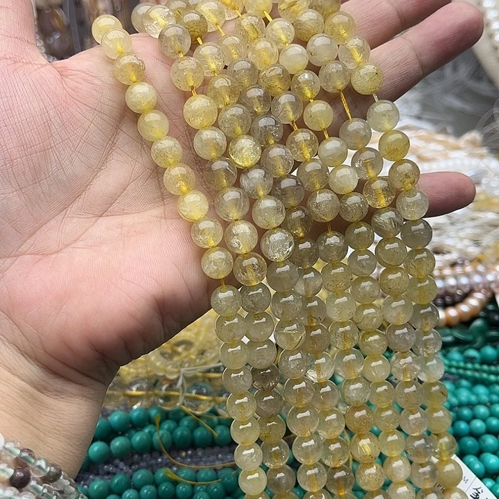 未镶嵌玛瑙/玉髓珠宝半成品一条8.5mm左右金发晶