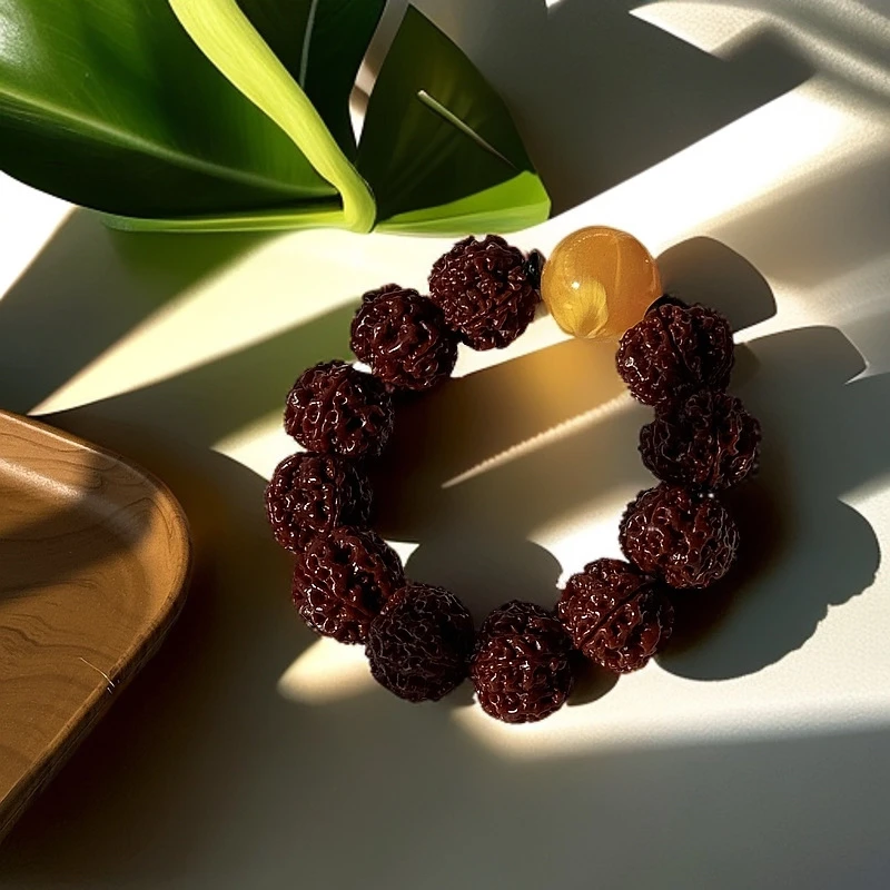 尼泊尔5瓣22➕大金刚菩提子手串天然玉化文玩佛珠配饰