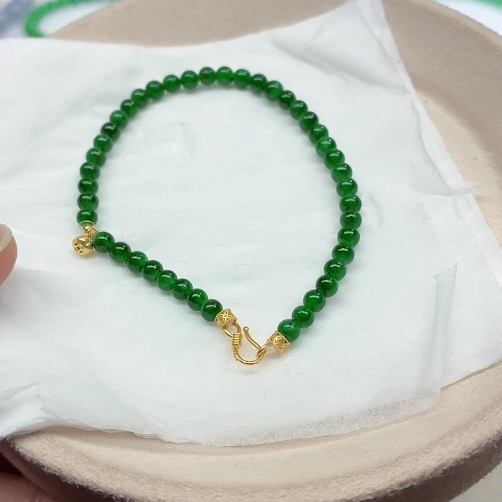 P***y翡翠18K金镶嵌手链天然缅甸翡翠A货卡4