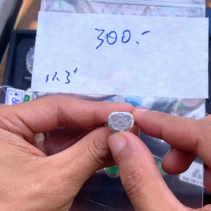 定制翡翠银S925镶嵌咔****缅甸天然A货翡翠