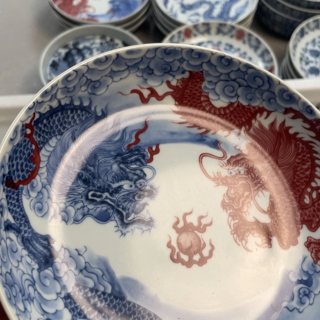 瓷片景德镇双龙戏珠大壶承新款