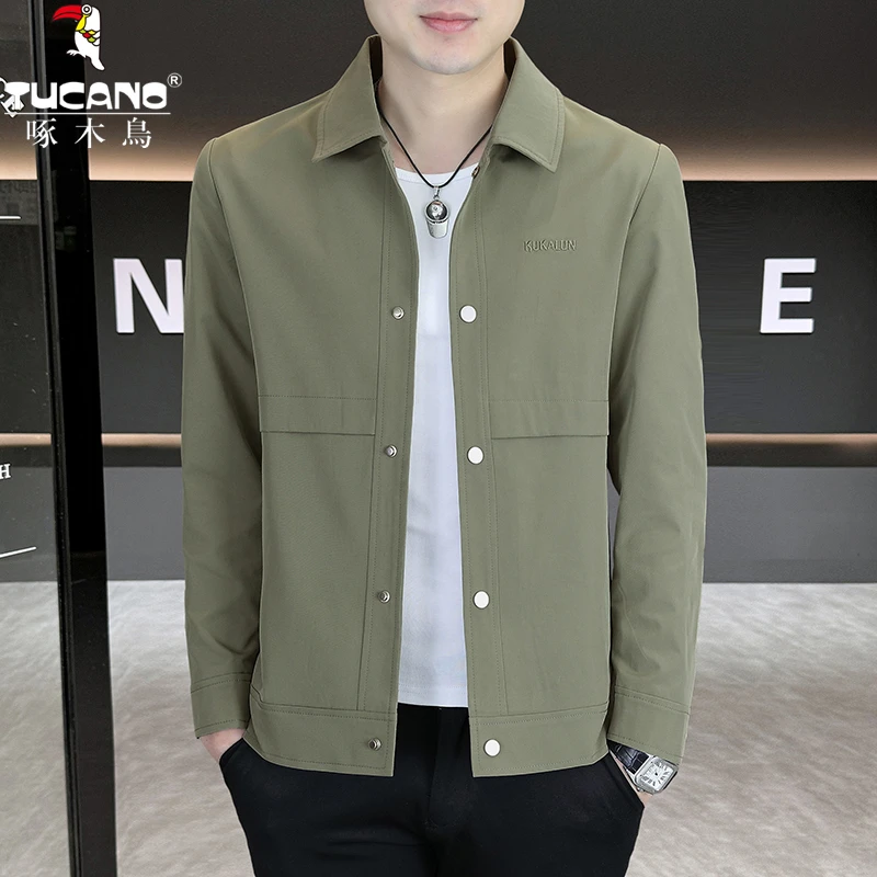 TUCANO/啄木鳥春季新款拼接休闲简约翻领夹克时尚韩版男外套褂子
