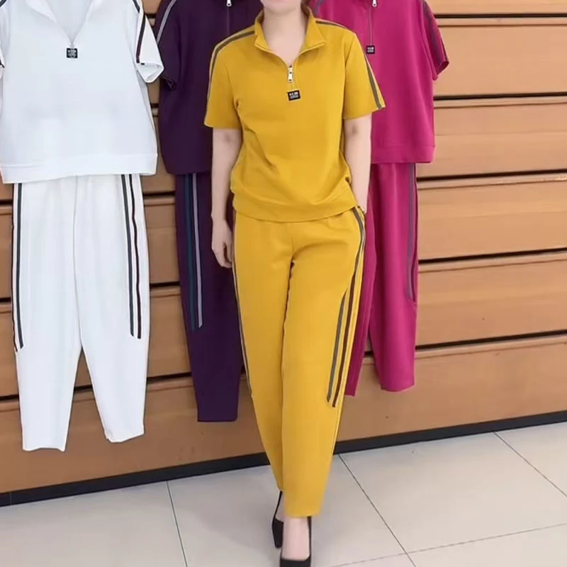 气质洋气显瘦夏装百搭休闲运动套装网红休闲夏季撞色高档两件套女