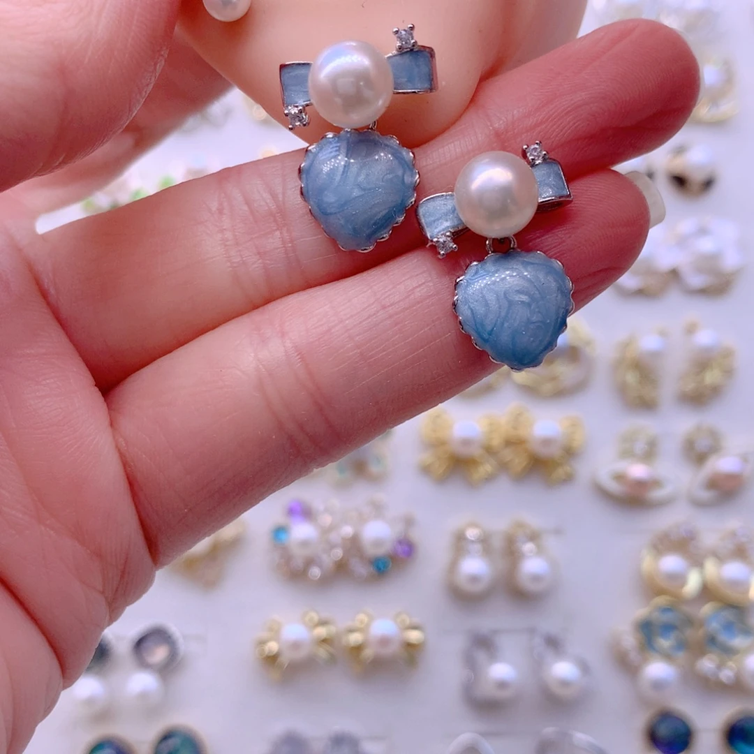 合金淡水珍珠耳饰