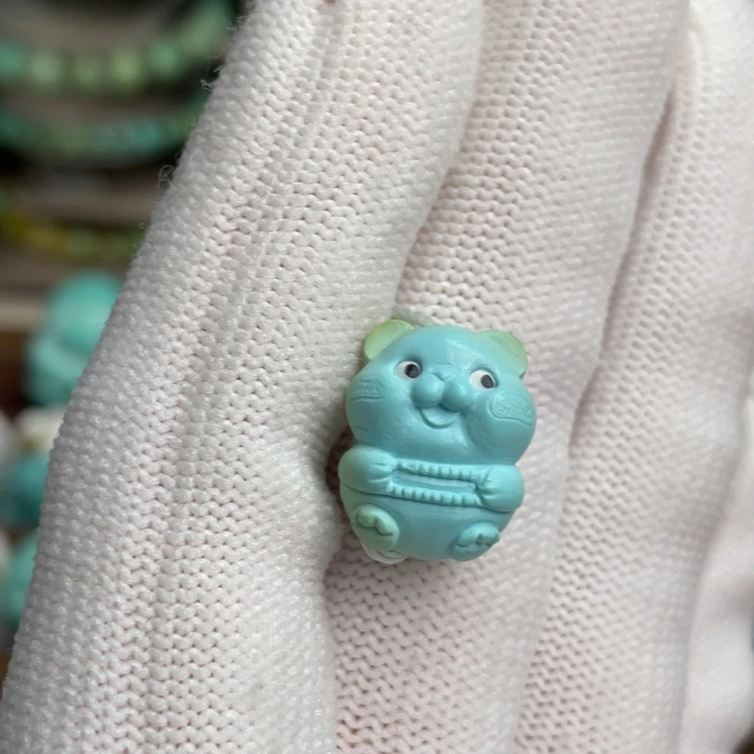 绿松石未镶嵌盘串小猫15