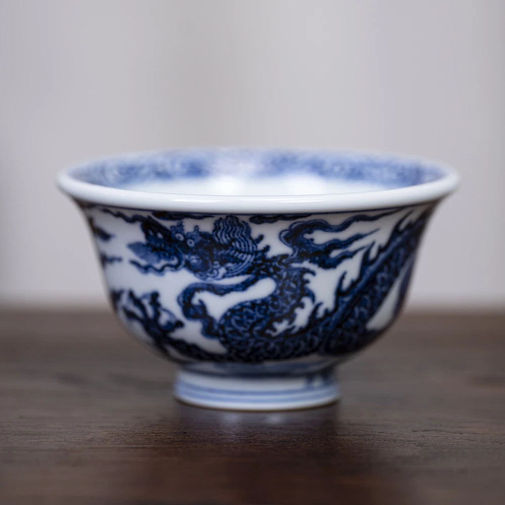 青花龙纹压手杯-直径9.5-高5.8-容量170ml-太姥山茶庄