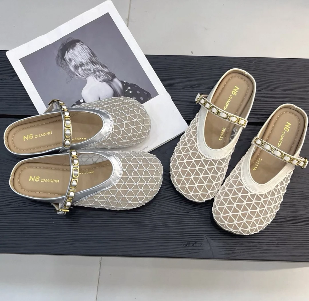 嘉嘉推荐#03【网纱半拖鞋】包头拖鞋镂空