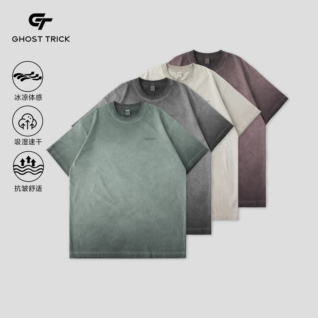 夏季重工水洗擦色简约字母印花休闲打底短袖T桖50767
