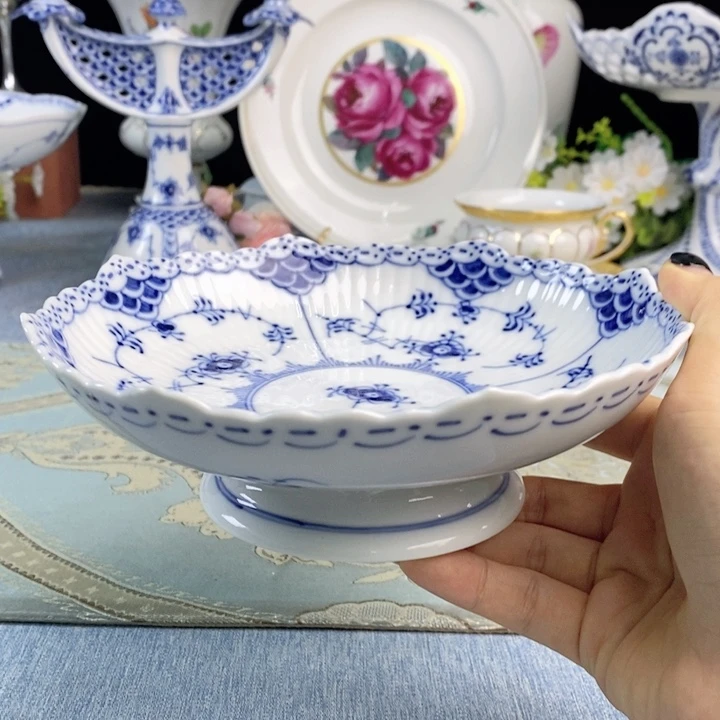瓷片哥本哈根半蕾丝矮脚果篮
