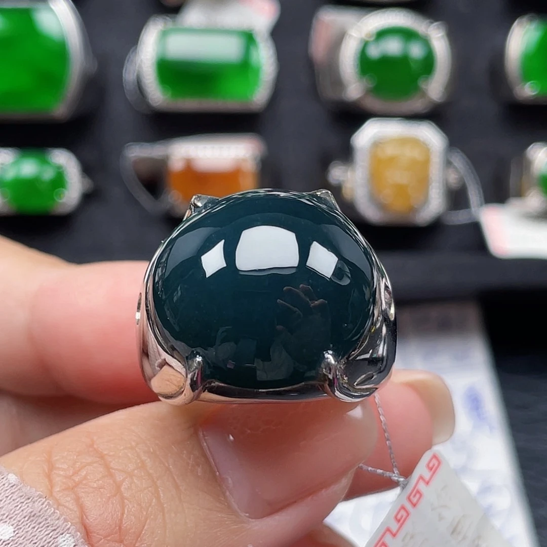 翡翠戒指银S925镶嵌天然a货翡翠没运费险2060