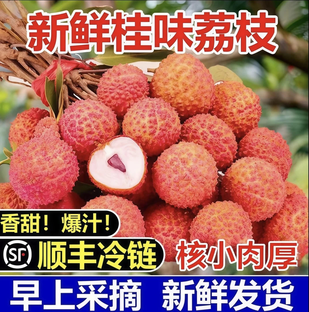 【顺丰冷链发货】海南桂味荔枝新鲜头茬现摘核小肉厚香甜包邮真的甜
