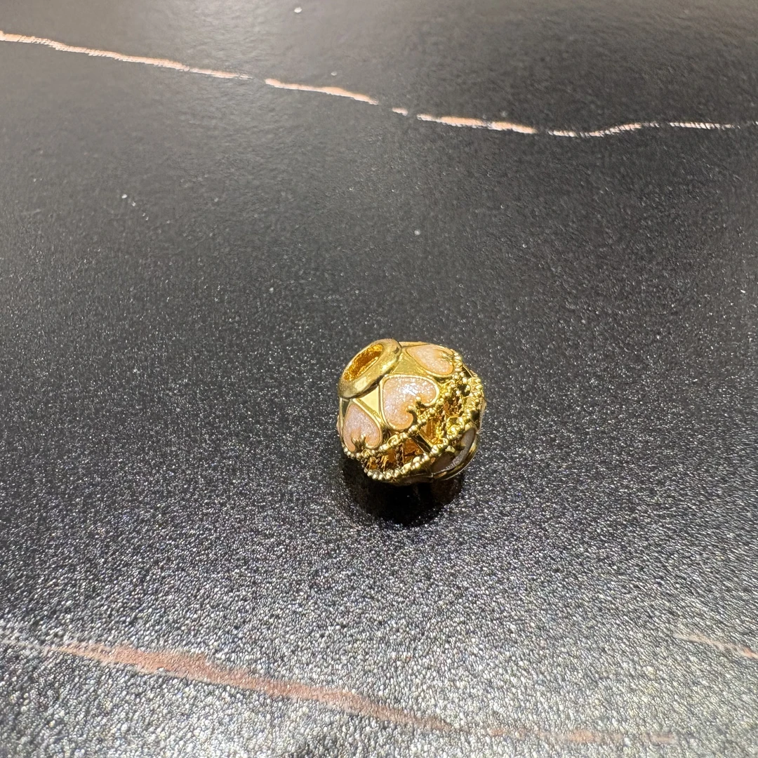 足金999卡8mm镂空粉色珐琅彩转运珠（定价）