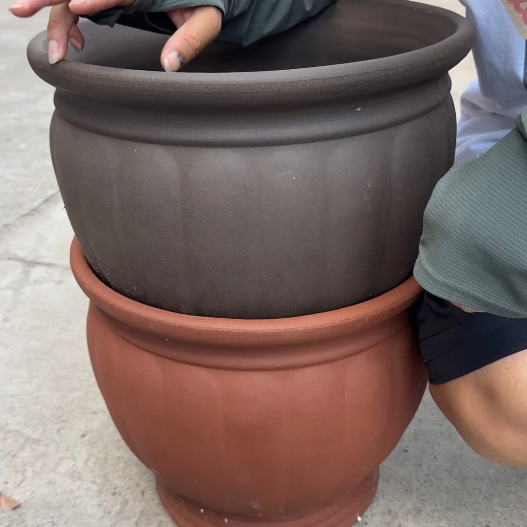 紫砂花盆口35高30宜兴紫砂粗糙