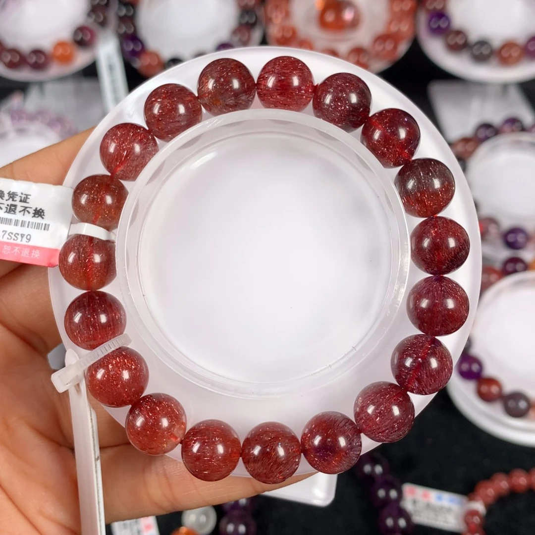 水晶手链未镶嵌稀有色橘红超七10.6