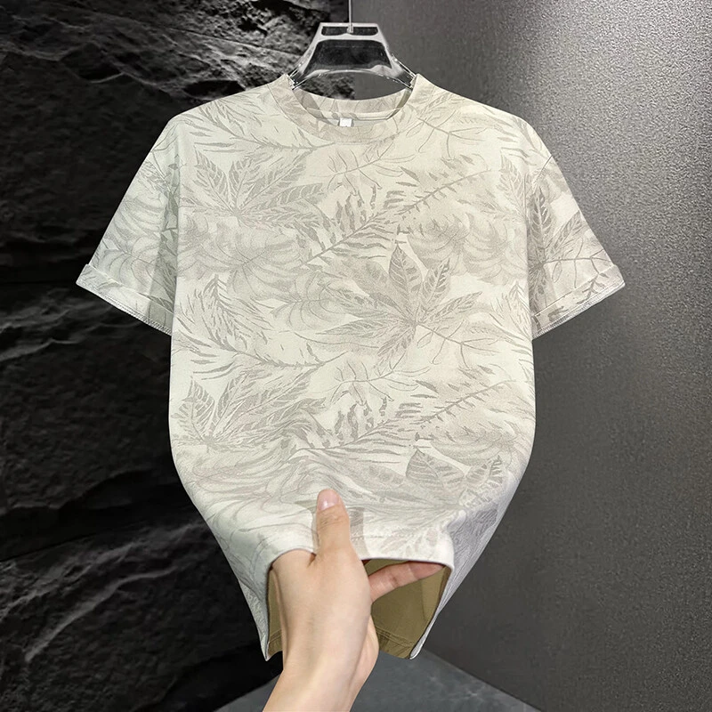 【高品质 冰棉】夏季新款宽松短袖T恤男士潮流时尚透气百搭休闲9551