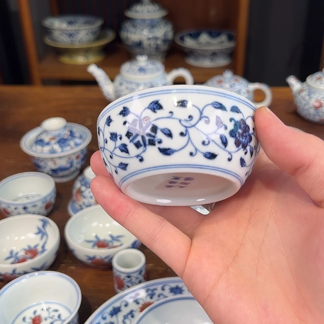 瓷片晨*欣青花缠枝莲主人杯