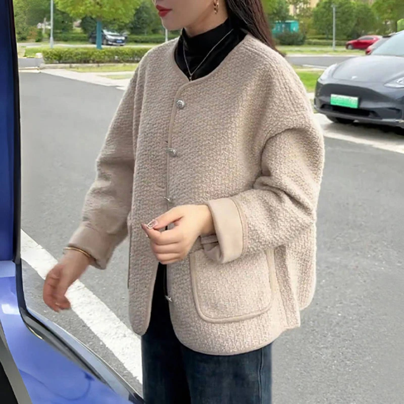 小香风皮毛一体外套女秋冬新款安哥拉红高级感漂亮超好看爆款上衣