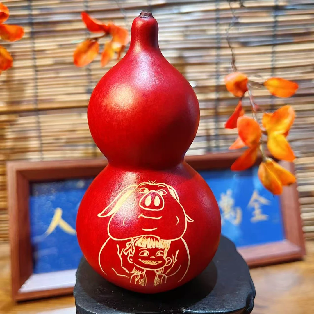 非遗大漆手工雕刻天然葫芦文玩福禄摆件天然葫芦