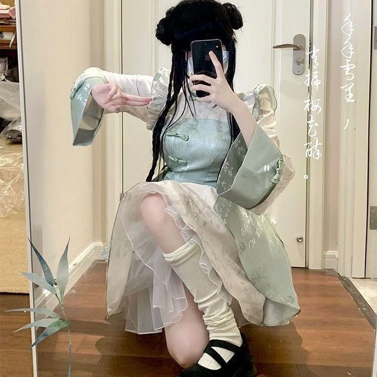 现货【竹杳】洛丽塔小甜酱原创中式改良旗袍lolita汉服OP连衣裙