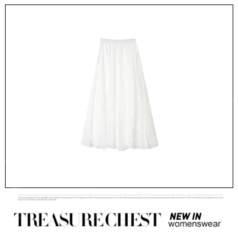 乔儿定制【月光女神】重工定制新款蕾丝半身裙提花中长款A字裙大摆