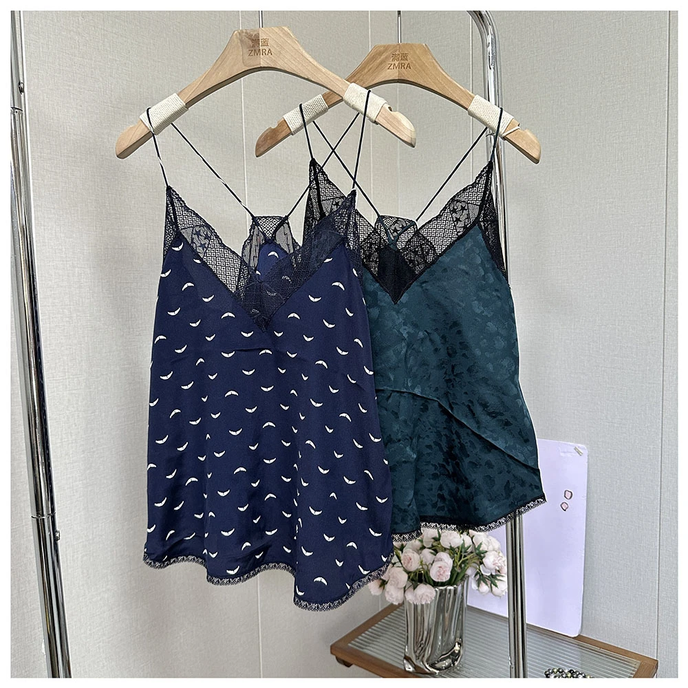 1B055 夏季新款女士拼接蕾丝吊带背心