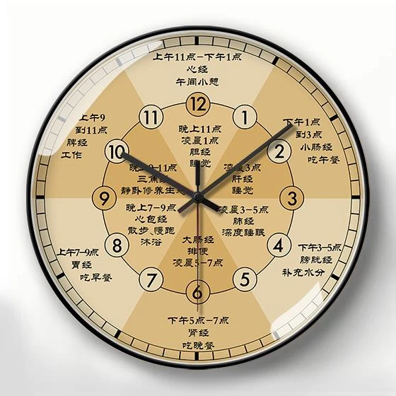 中医药店理疗挂钟养生馆时钟十二时辰电波钟表子午流注艾灸店挂表