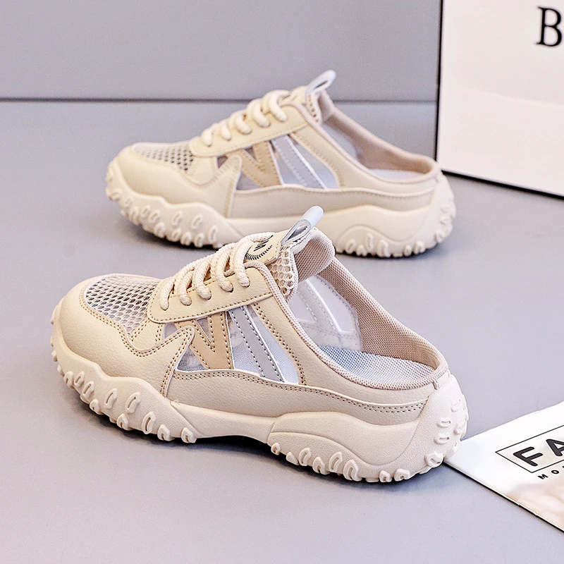 2025年夏季网面透气时尚女鞋半托网面软底软面潮百搭时尚休闲女鞋