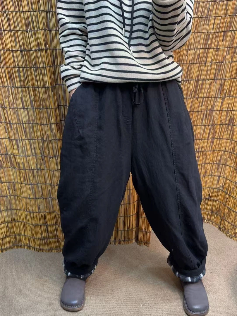 9661汉麻竖中线棉裤加厚保暖