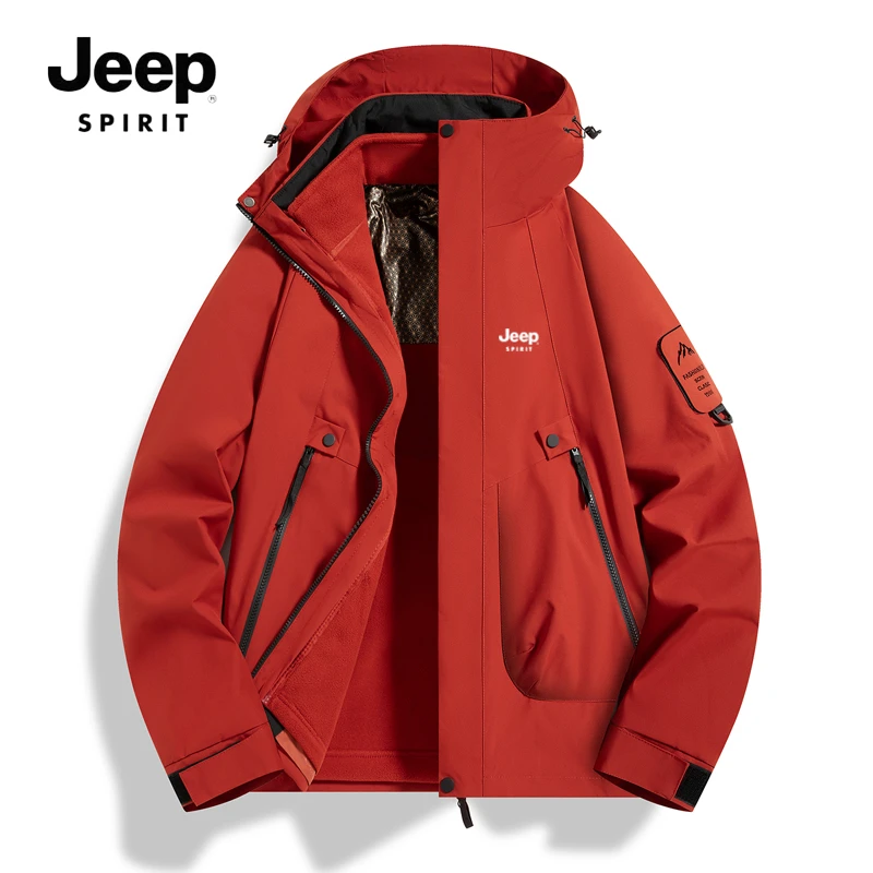 JEEPSPIRIT吉普登山新款情侣同款三合一可拆卸防风防水户外休闲情