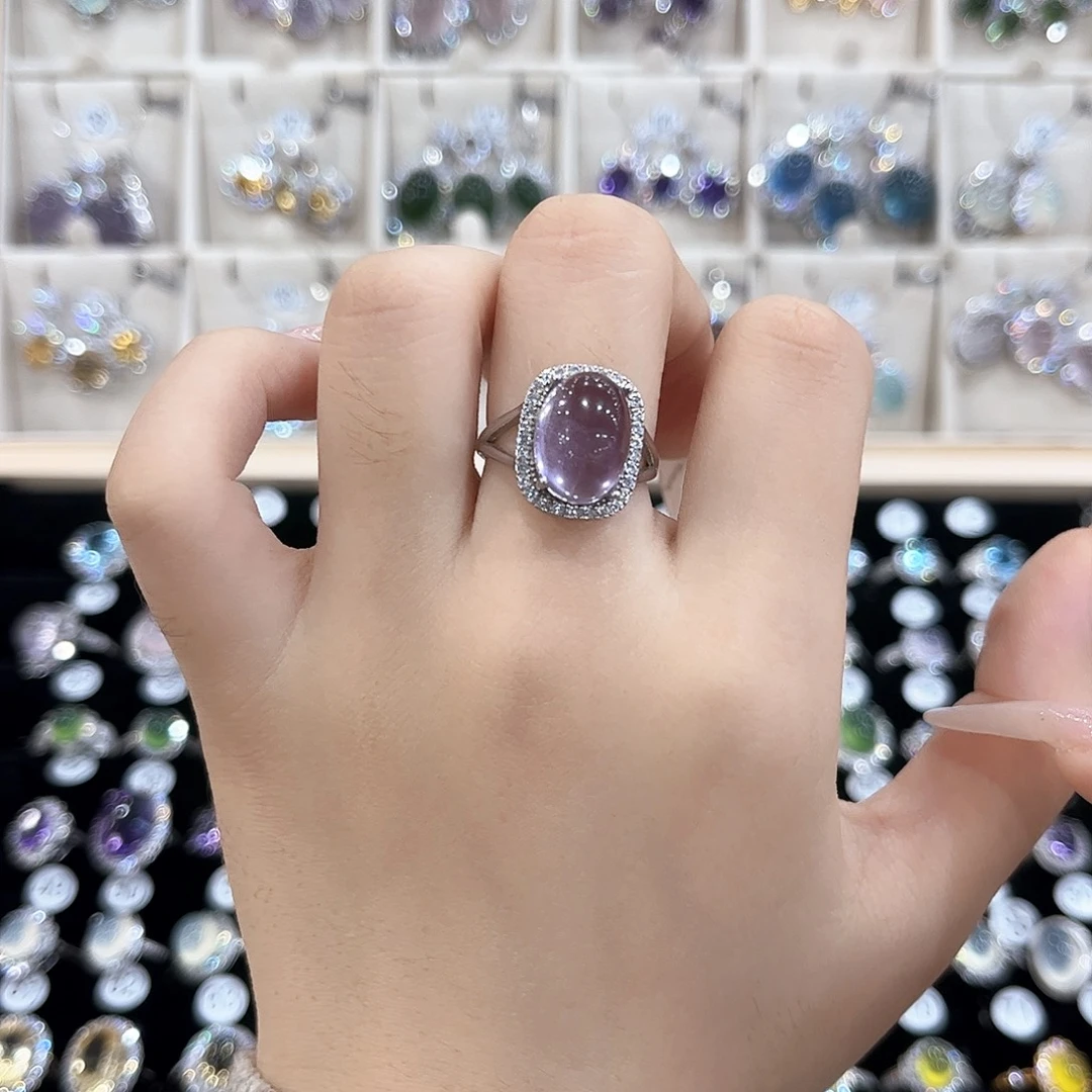 去***.银S925镶嵌紫晶戒指