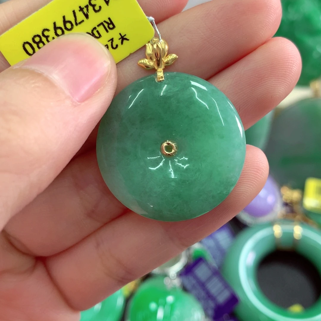 翡翠18K金镶嵌吊坠(不含链)