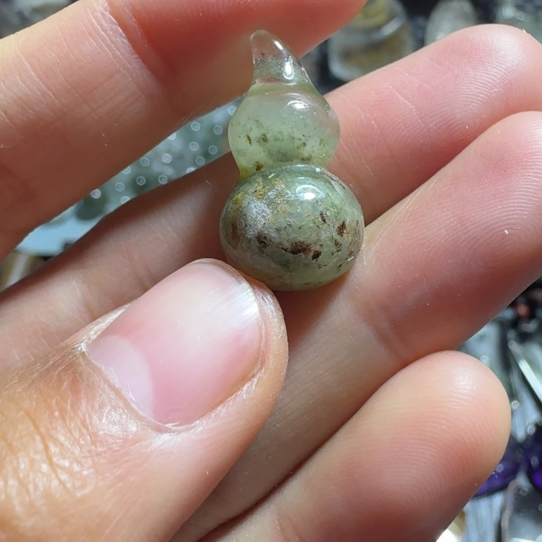 未镶嵌珠宝半成品水晶绿幽灵葫芦