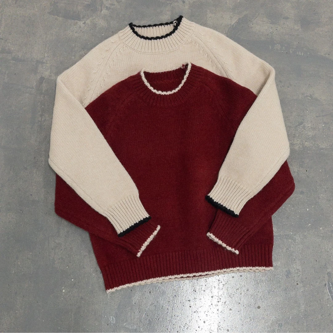 【针织系列】 波浪花边 氛围感圆领毛衣 显脸小 锁定这件红毛衣