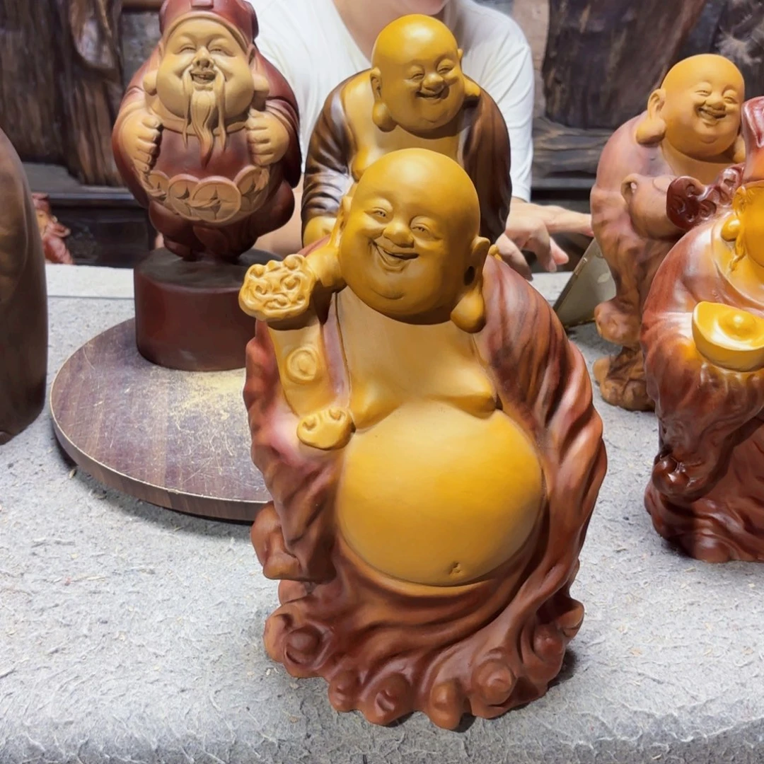 骑***涯香樟木如意弥勒佛