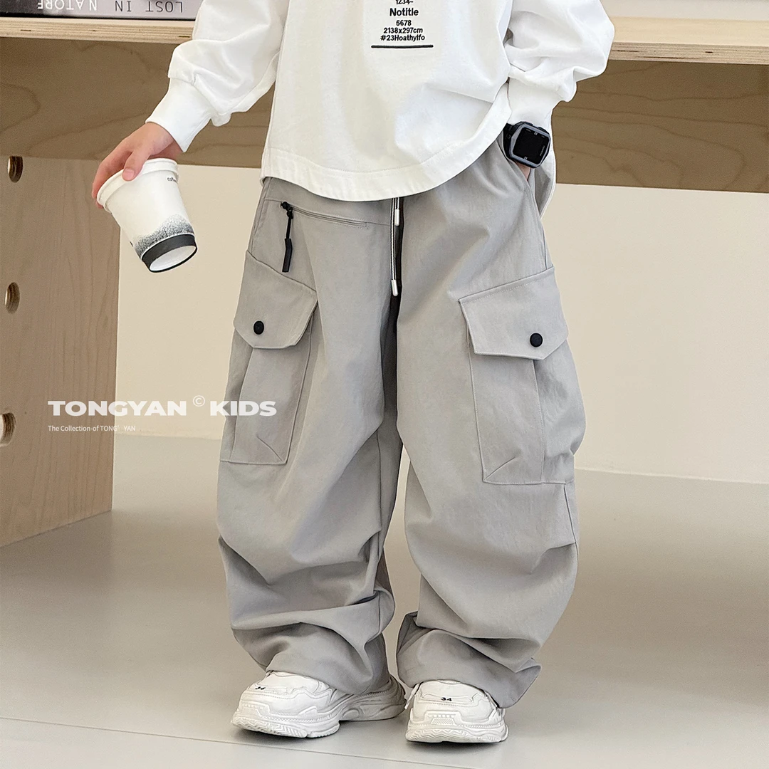 男童裤子秋装新款大口袋潮童工装裤儿童洋气百搭中大童长裤酷T808