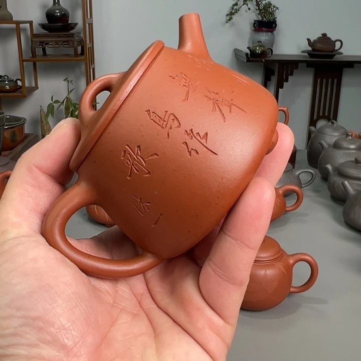 紫砂茶壶生砂朱泥高瓢